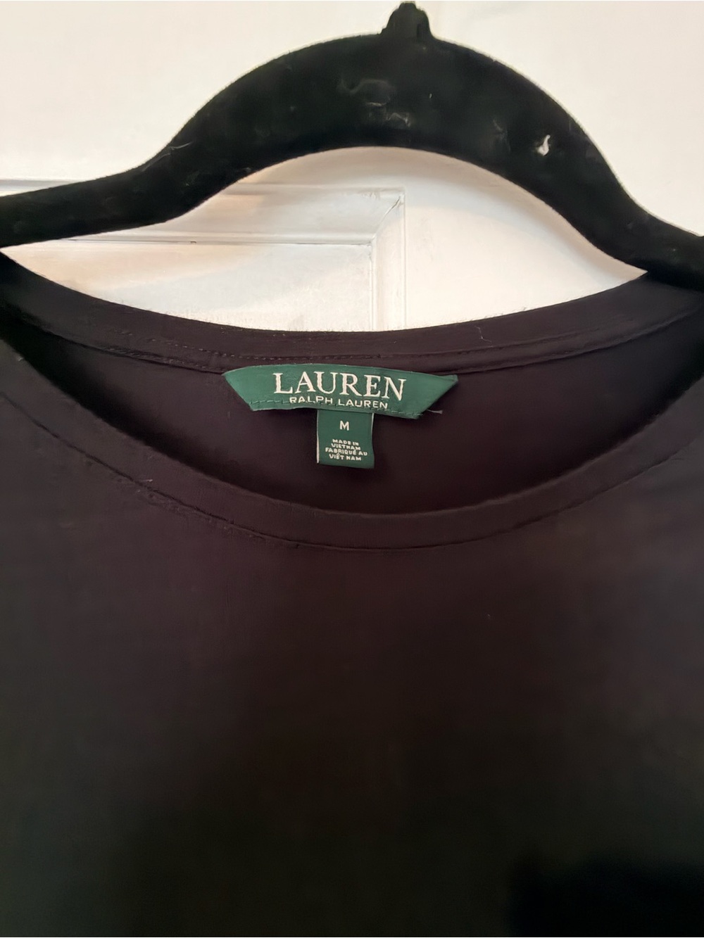 Lauren Ralph Lauren Black Long Sleeve Tee with Velvet Details - Picture 2 of 5